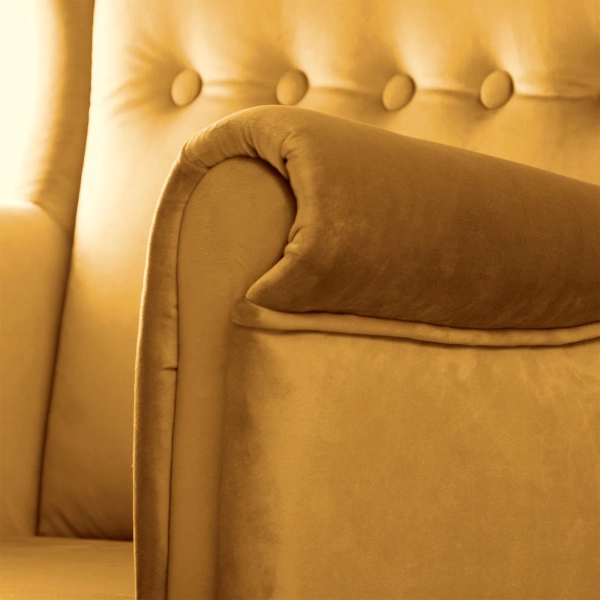 NOWOCZESNY FOTEL USZAK BLUM MIODOWY - dbałość o detale